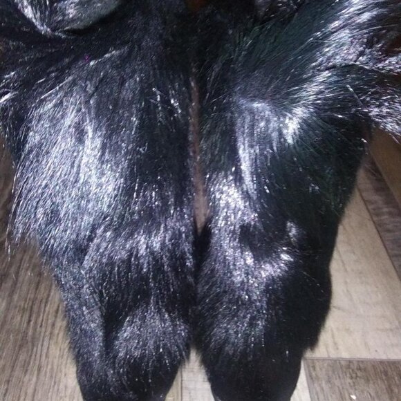 Black Fox Fur Boots size 7 w/ sheepskin lining EUC - Picture 3 of 5